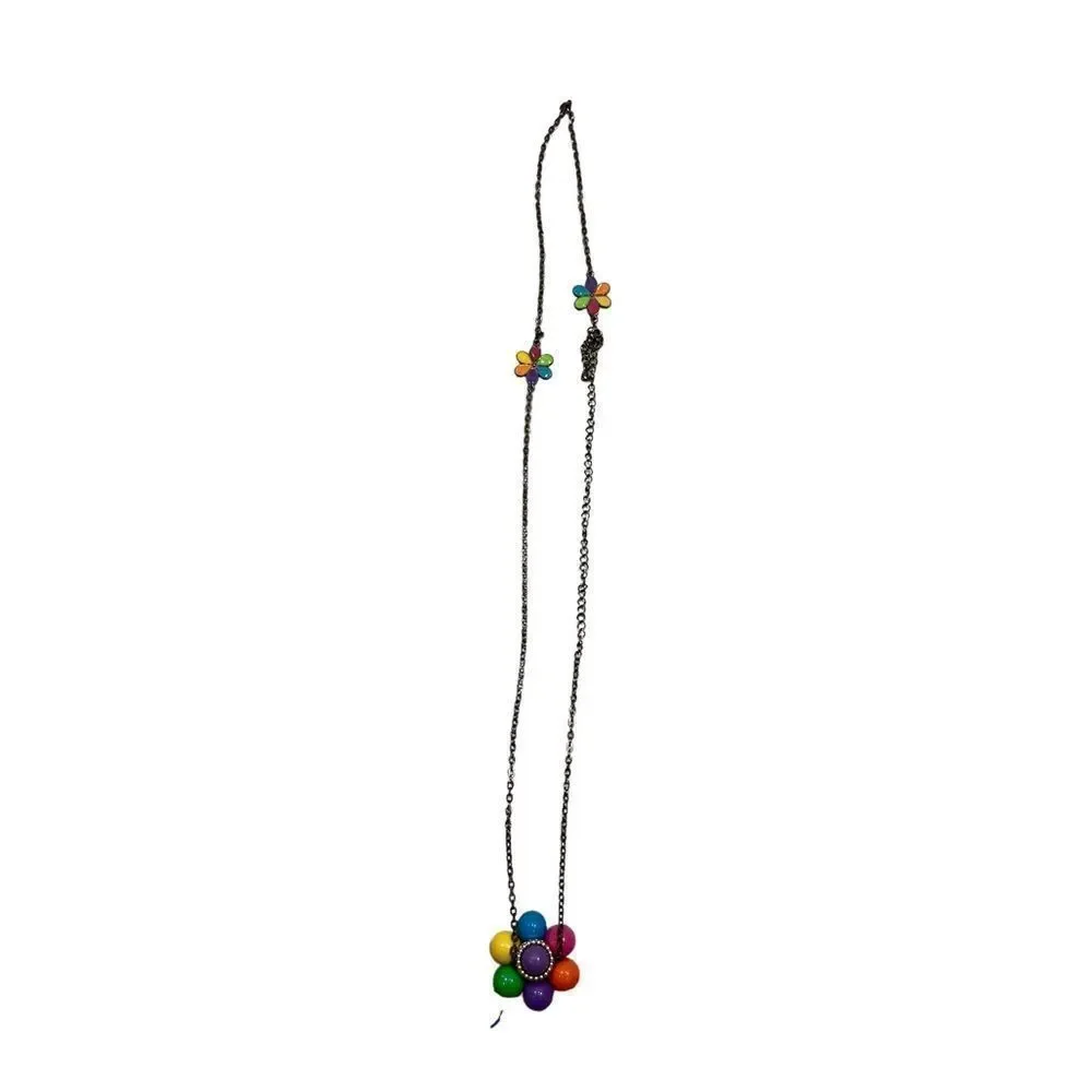 Ladies‎ Long Flower Pendant Bronze or Antiqued Gold Necklace